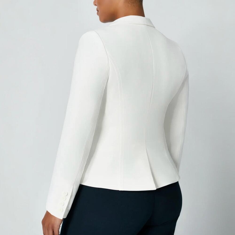 Smythe Wrap Asymmetrical Single Breasted Blazer Cream Ivory White Suit Jacket 12 - Picture 10 of 11